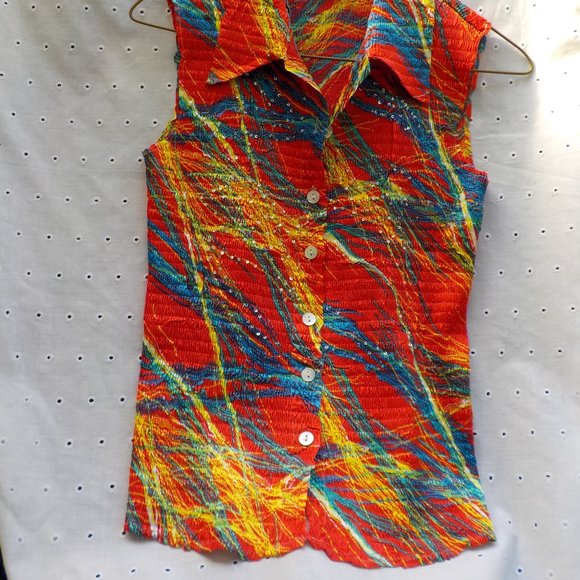 EUC Alberto Makali  Button Front Sleeveless Top SZ S - Picture 2 of 12